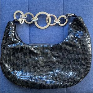 Black, Shiny Shoulder Bag (90s Look)